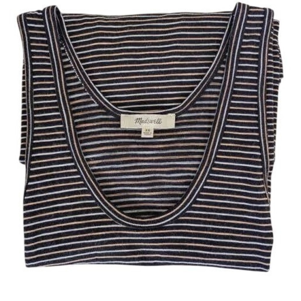 MADEWELL Striped Tank Dress S Black White Sleeveless Cotton‎ Casual NWOT Coastal - Picture 5 of 8